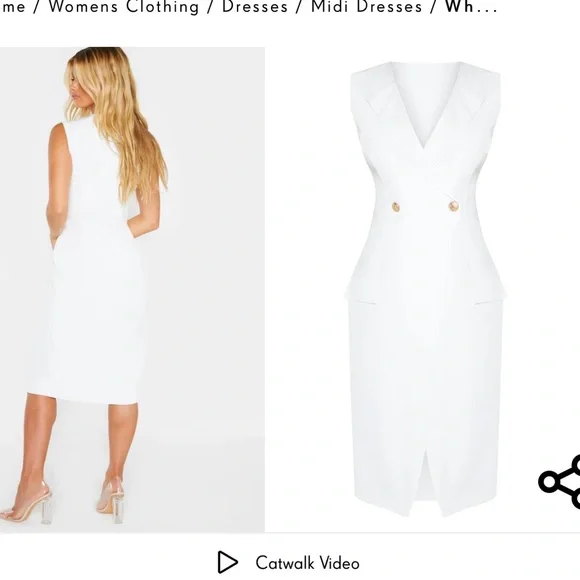 slim fit dress slacks UNIQUE21 WHITE SLEVELESS GOLD BUTTON BLAZER DRESS main image 0